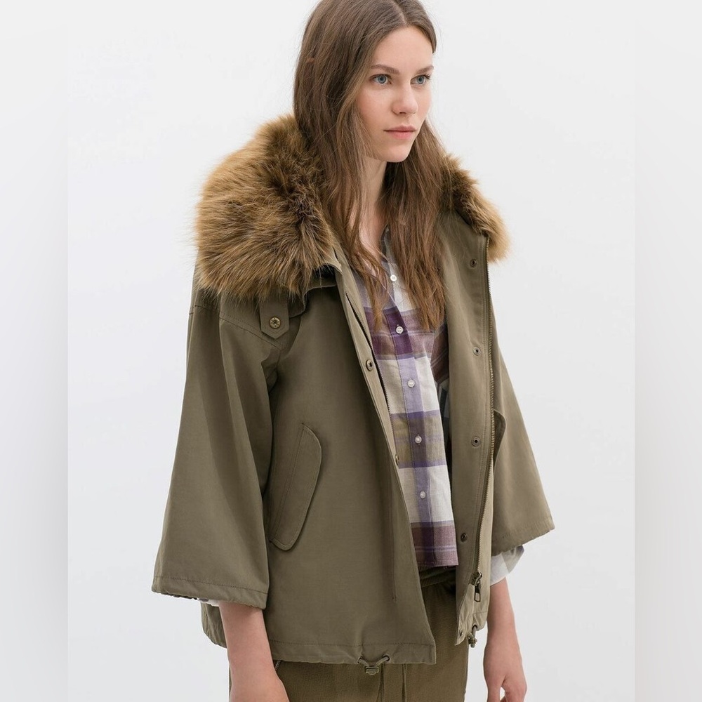 Rare Blogger Favorite Zara Bomber Jacket in Olive Sz Small